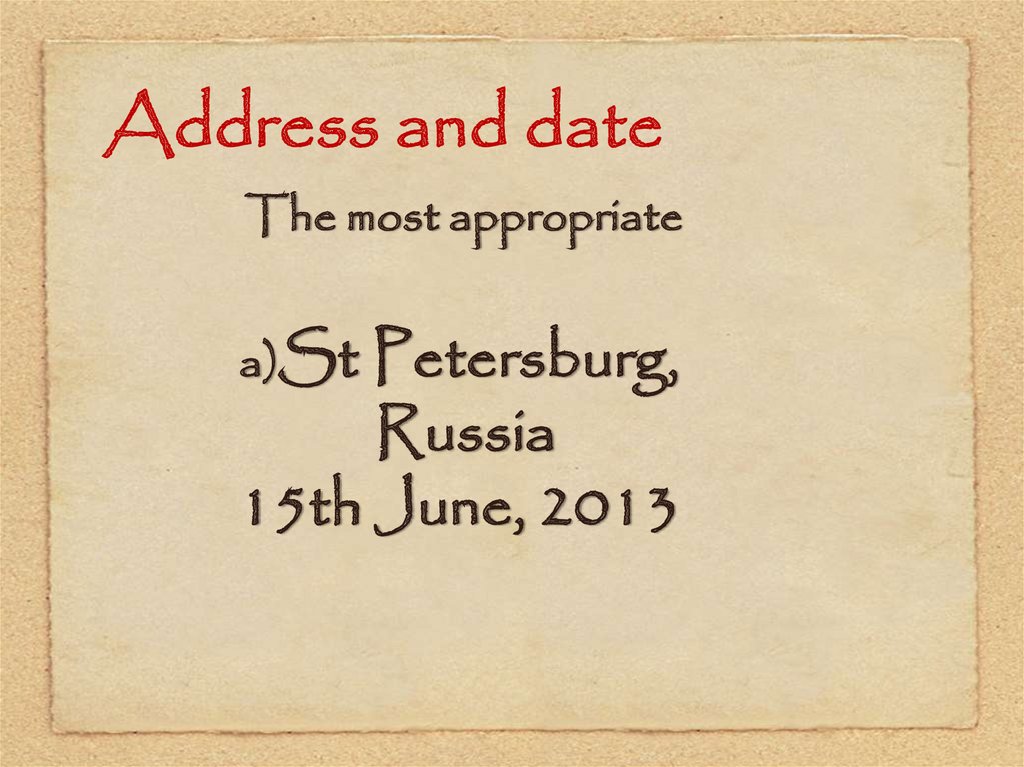 Address and date