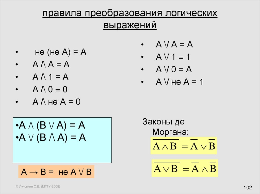 Укажите какое логическое выражение равносильно выражению b. Алгебра логики преобразование логических выражений. Логика Информатика формулы преобразования. Логические операции в информатике преобразование.