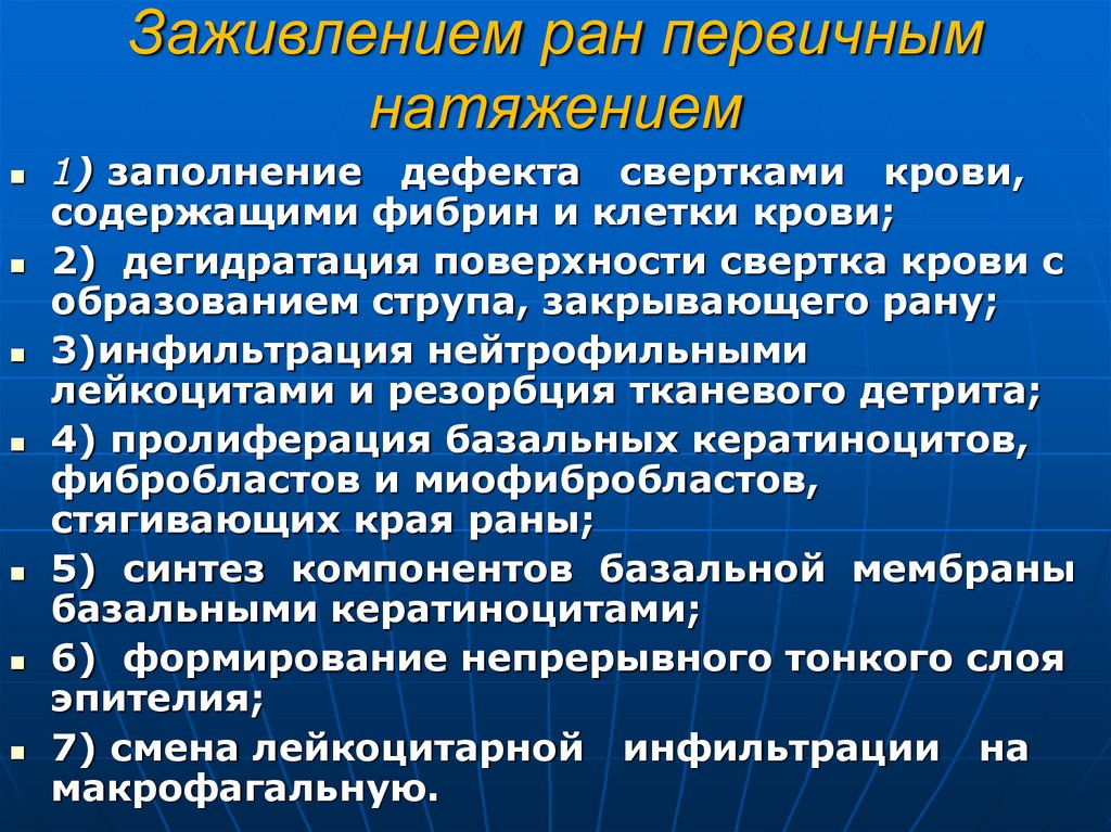 Пути инфицирования ран. Первичное и вторичное заживление РАН. Условия заживления раны первичным натяжением. Признаки инфицированной раны.