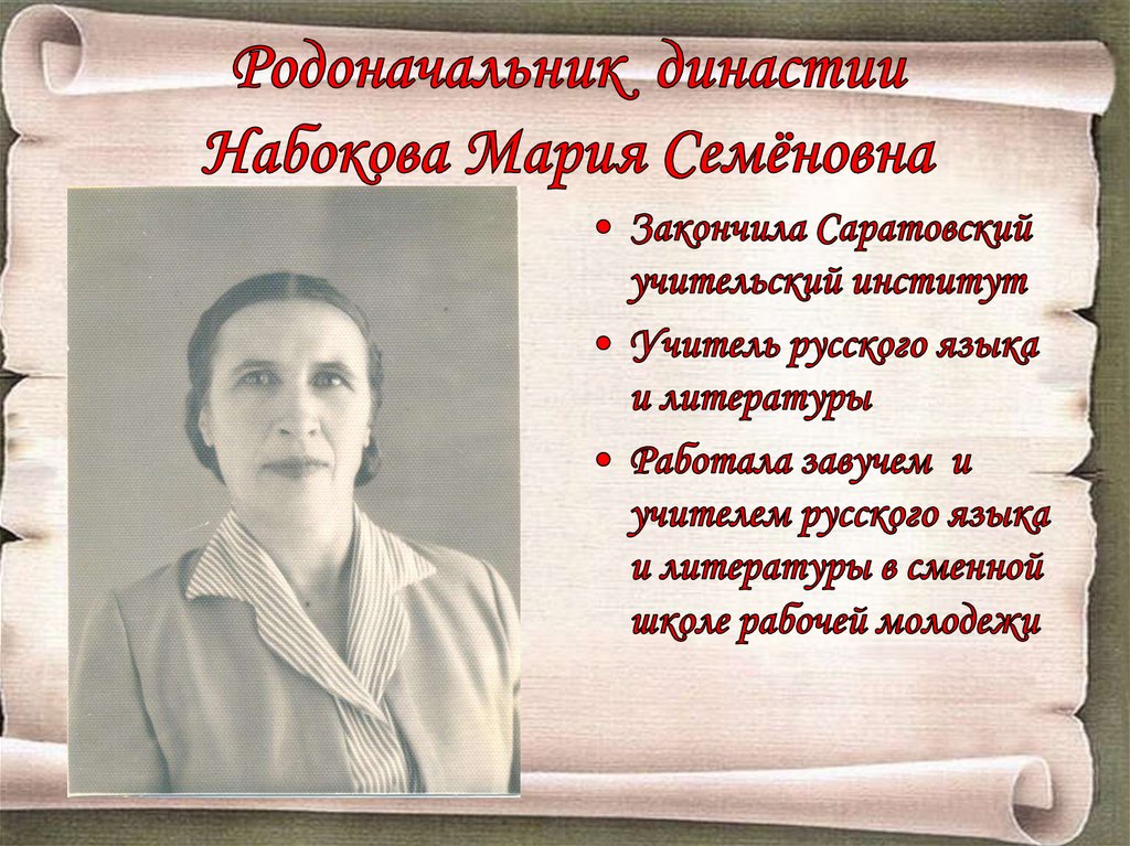 Родоначальник династии Набокова Мария Семёновна