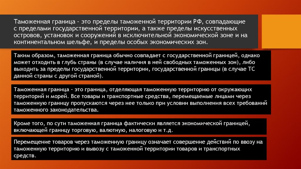 Особенности таможенной границы