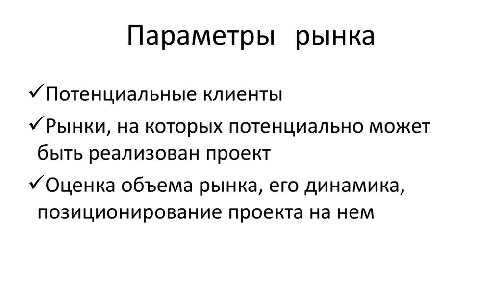 Параметры рынка