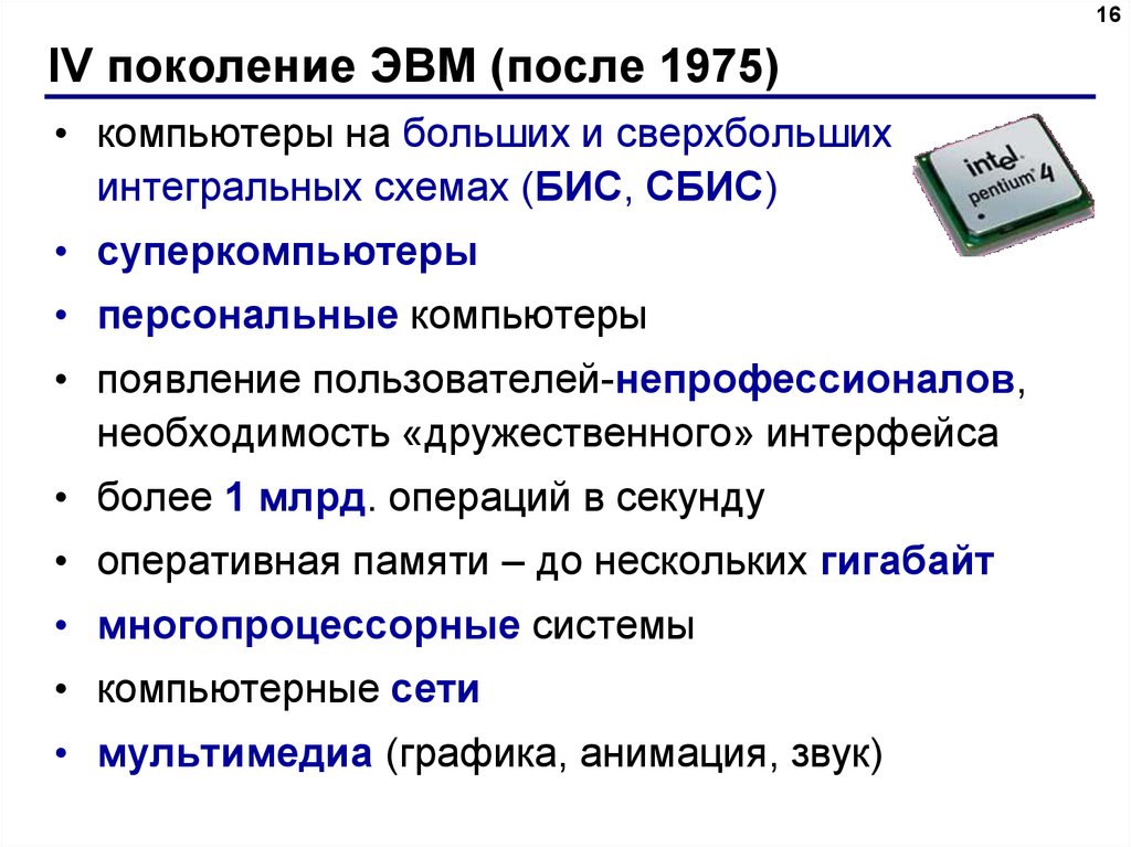 IV поколение ЭВМ (после 1975)
