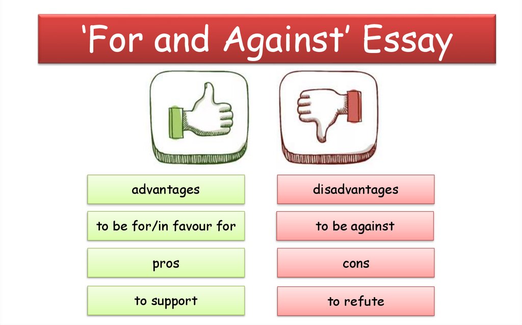 for and against essay definition