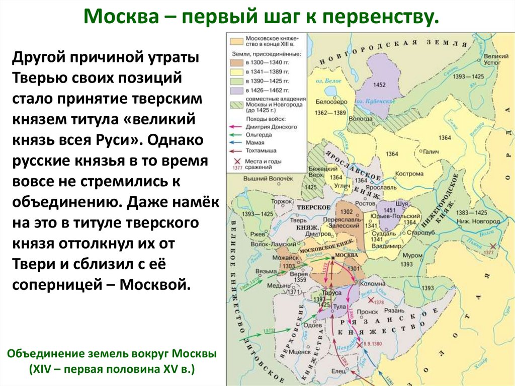 Усиление московского княжества 6 класс контурная карта