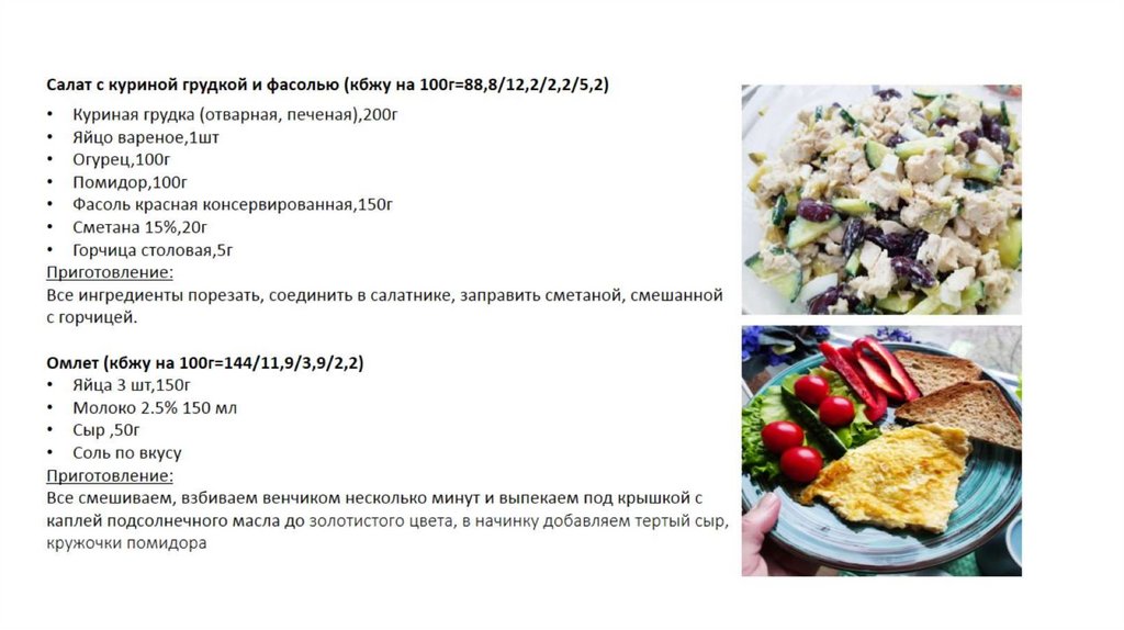 Салат с куриной грудкой и фасолью (кбжу на 100г=88,8/12,2/2,2/5,2)