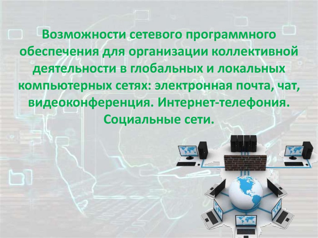 Презентация возможности сетевого программного обеспечения для организации коллективной деятельности