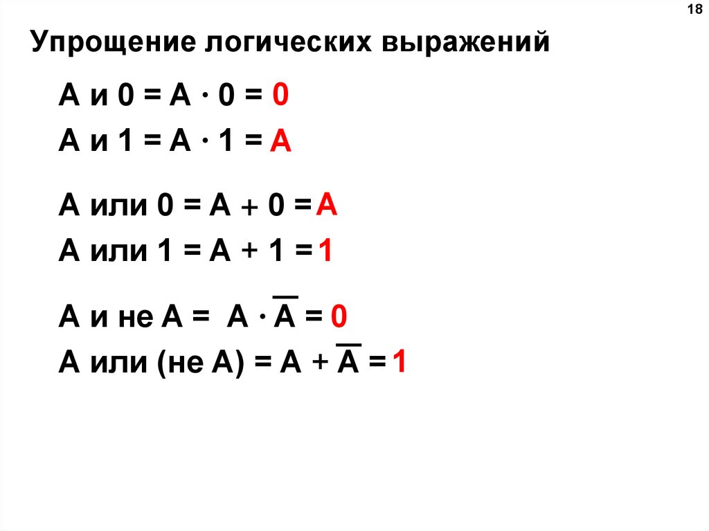 Онлайн упрощение логических схем