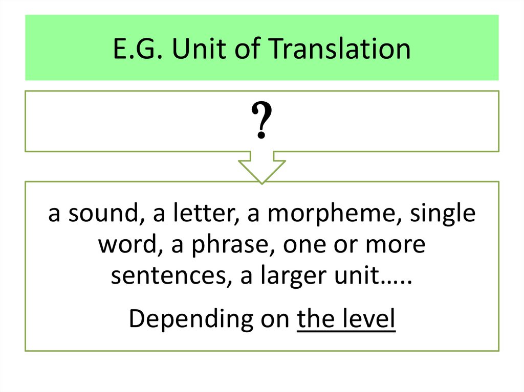 E.G. Unit of Translation