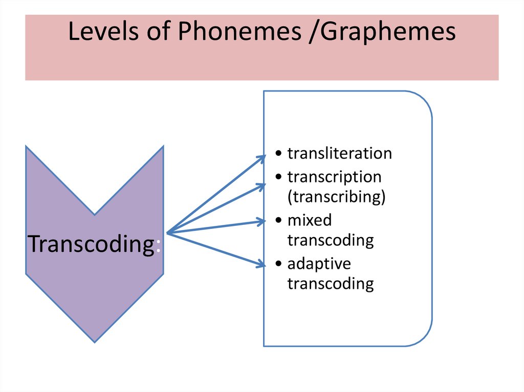 Levels of Phonemes /Graphemes
