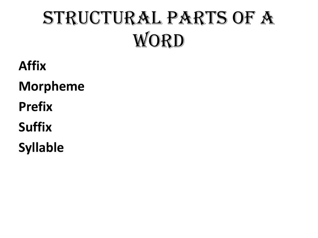 Structural Parts of a Word