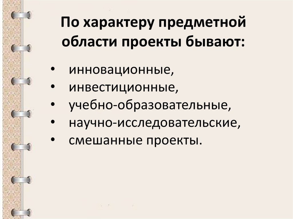 Виды проектов по предметной области