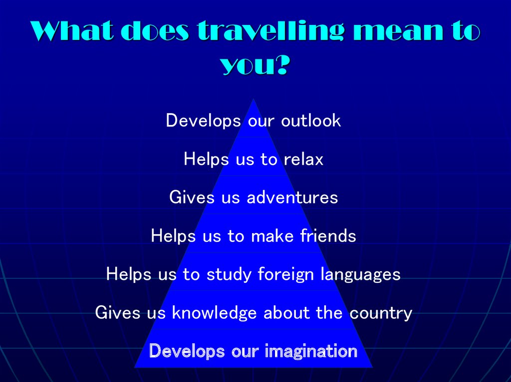 What does travelling mean to you?
