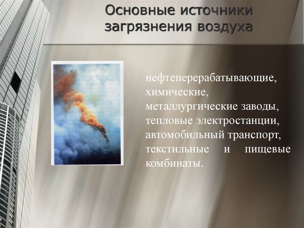 Основные источники загрязнения воздуха