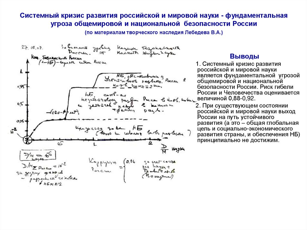 Системный кризис развития российской и мировой науки - фундаментальная угроза общемировой и национальной безопасности России