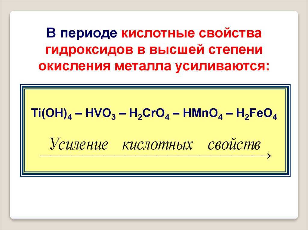 Кислотные свойства гидроксидов