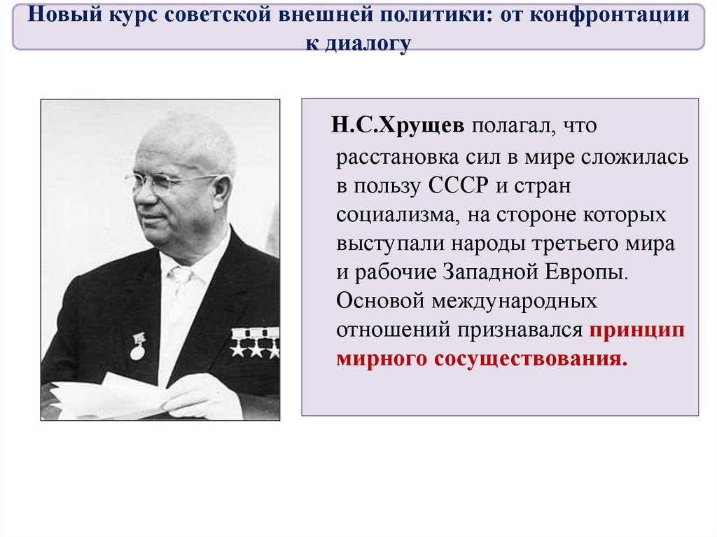 Презентация на тему политика мирного сосуществования в 1950 первой половине 1960