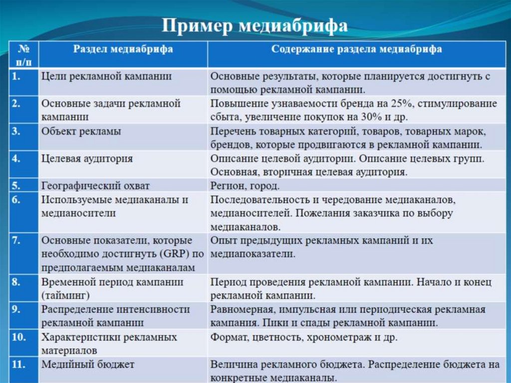 Описание рекламной компании образец