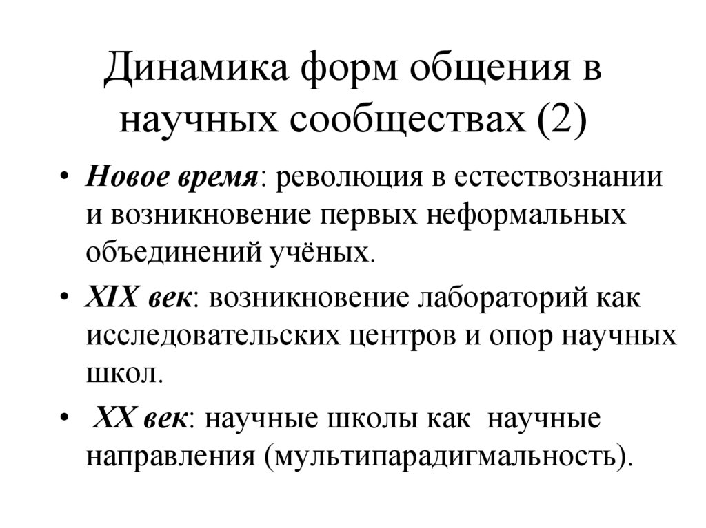 Динамика форм общения в научных сообществах (2)