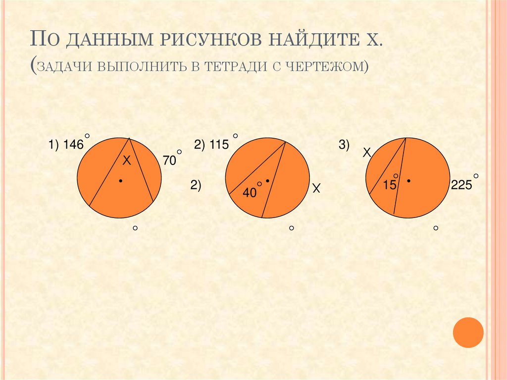 По данным рисунка найдите х о центр окружности а 21 в 49