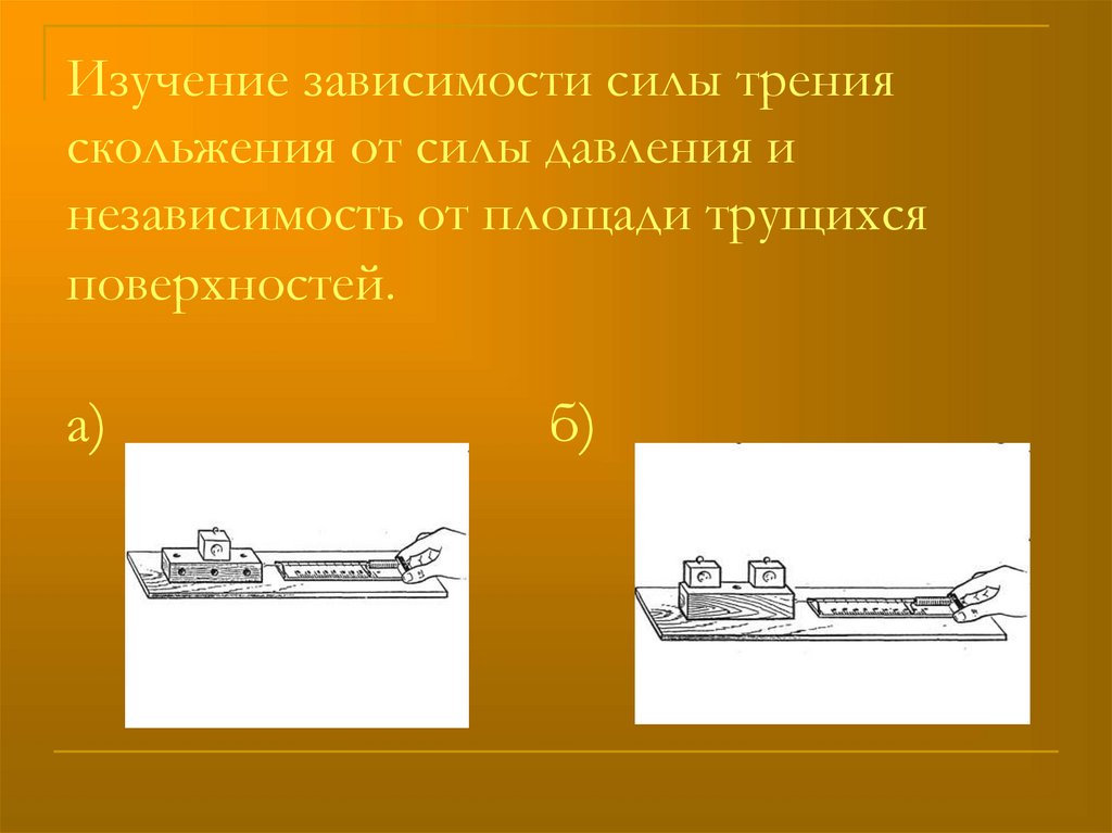 Выяснение зависимости силы трения скольжения от площади