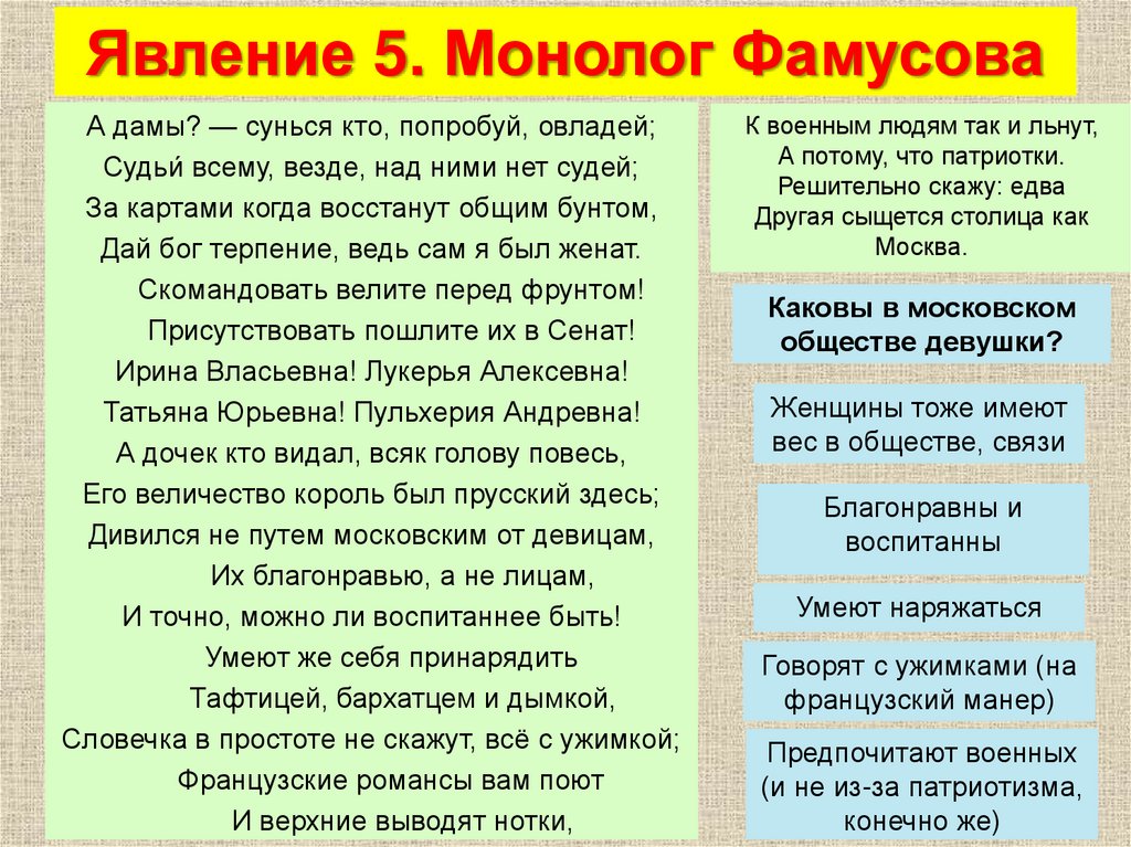 Фамусов монолог петрушка вечно ты