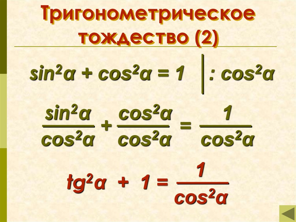 Тригонометрическое тождество (2) .