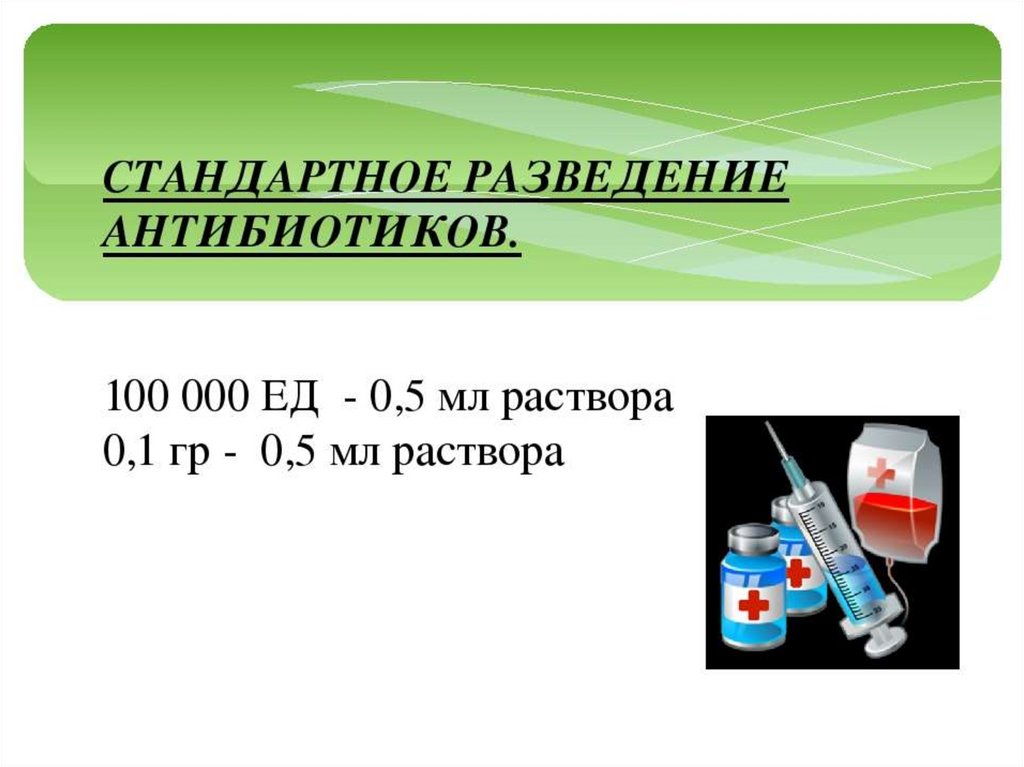 Схема разведение антибиотиков