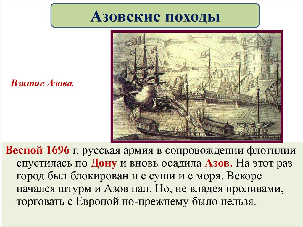 Первые азовские походы. Азовские походы Петра 1 взятие Азова. Взятие Азова 1696 г. Азовские походы Меньшикова. Азовские походы 1695 1696 итоги.