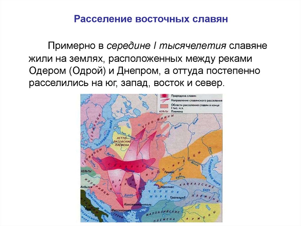 Расселение восточнославянских союзов. Расселение восточных славян.