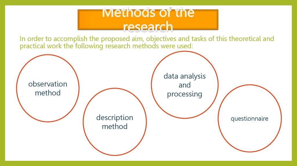 Methods of the research