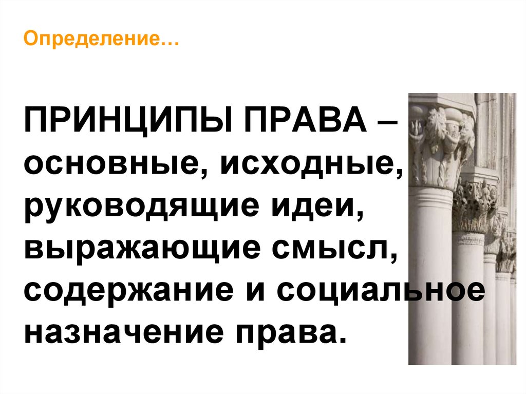 Смысл и содержание. Принципы права это основные исходные идеи.