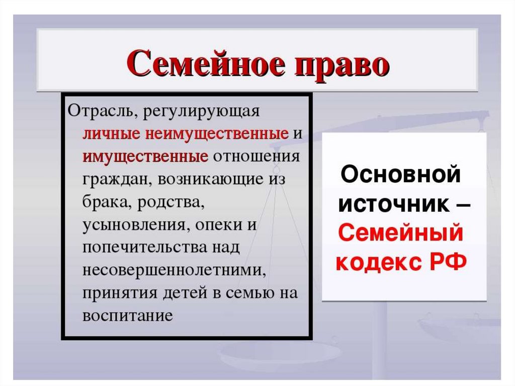 Семейные правоотношения огэ презентация