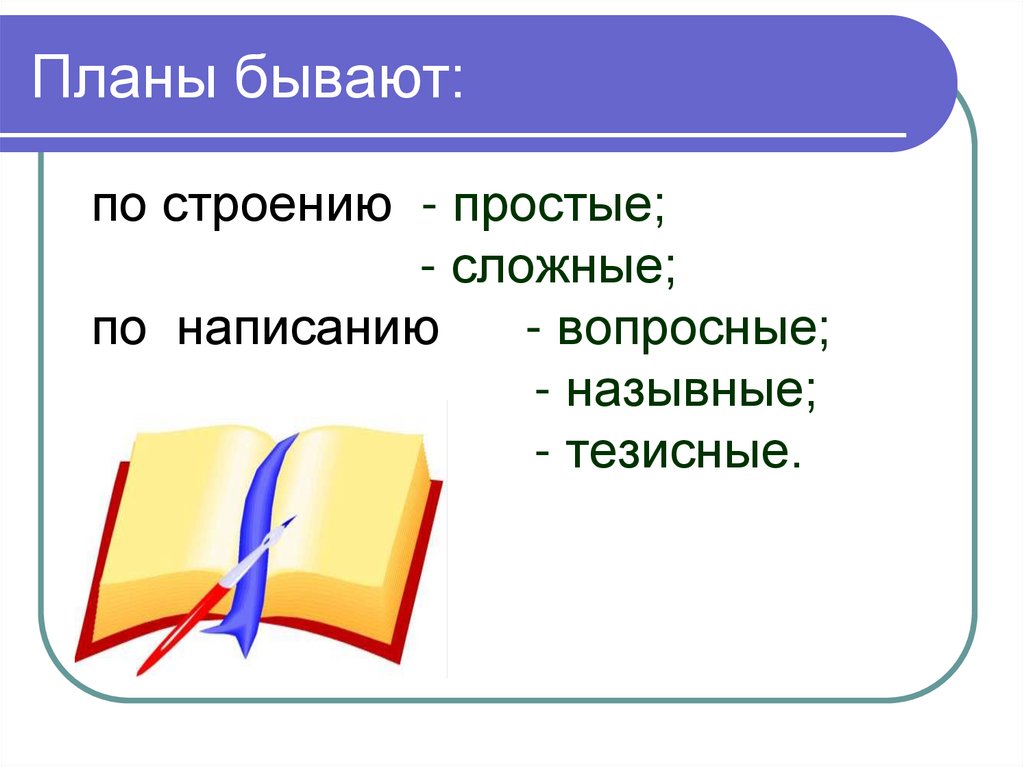 Простое планирование. Планы бывают. Какой бывает план 5 класс. План текста-поздравления.