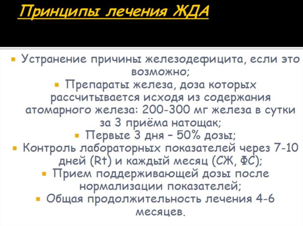 Принципы лечения ЖДА