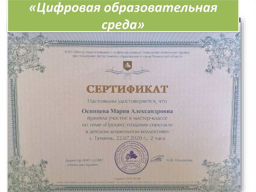 «Цифровая образовательная среда»