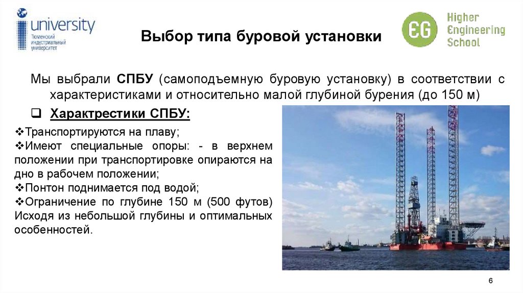 Выбор типа буровой установки