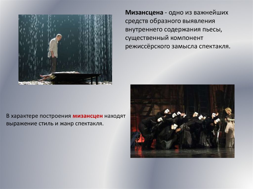 Мизансцена - одно из важнейших средств образного выявления внутреннего содержания пьесы, существенный компонент режиссёрского