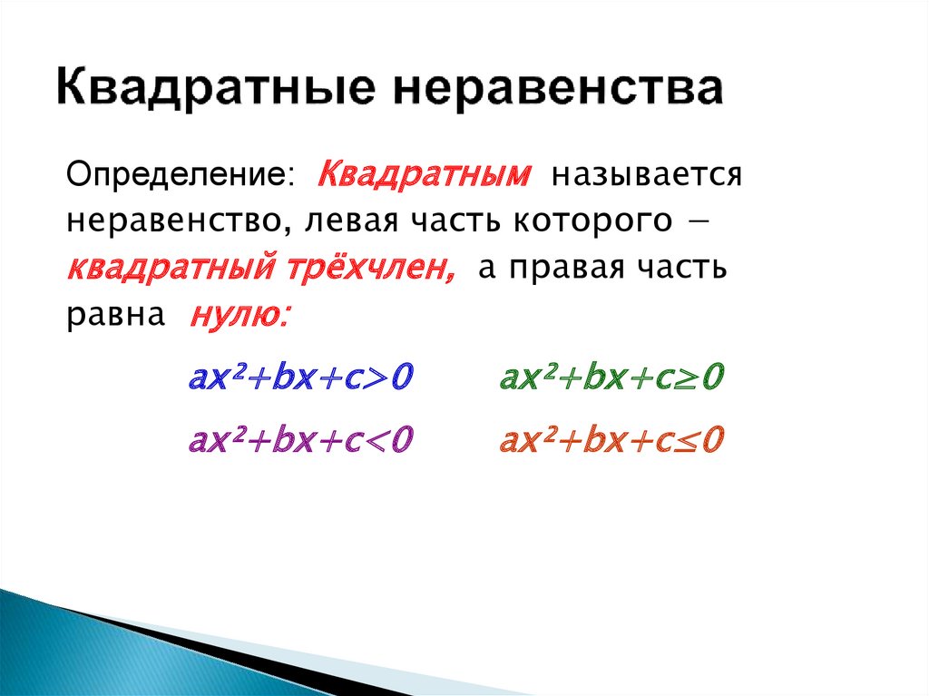 Квадратные неравенства 9 класс презентация