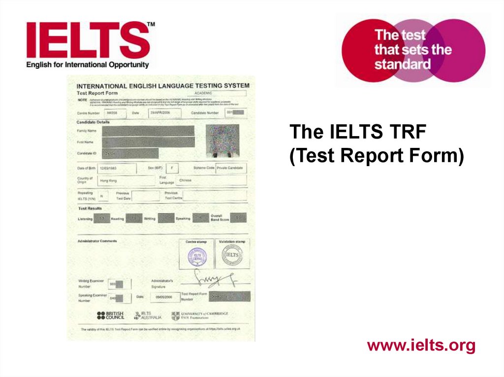 Test forms. IELTS Test Report form. IELTS Test Report form (TRF). Бланки ответов Academic IELTS. TRF IELTS.