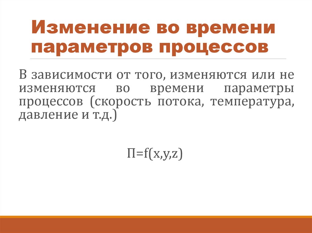 Изменение во времени параметров процессов