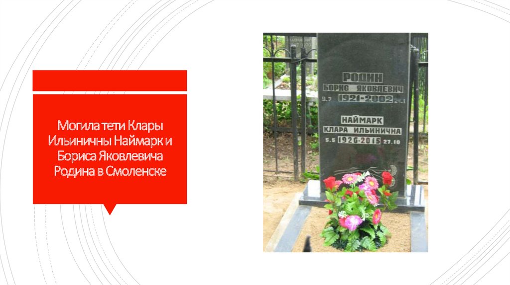 Могила тети Клары Ильиничны Наймарк и Бориса Яковлевича Родина в Смоленске
