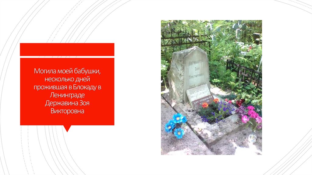 Могила моей бабушки, несколько дней прожившая в Блокаду в Ленинграде Державина Зоя Викторовна
