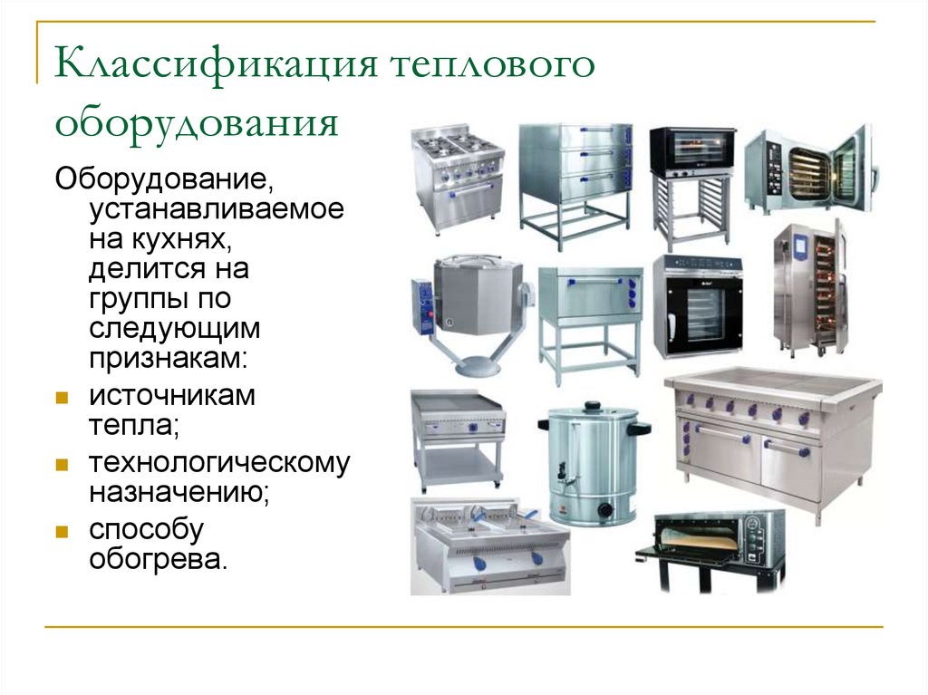 Классификация теплового оборудования
