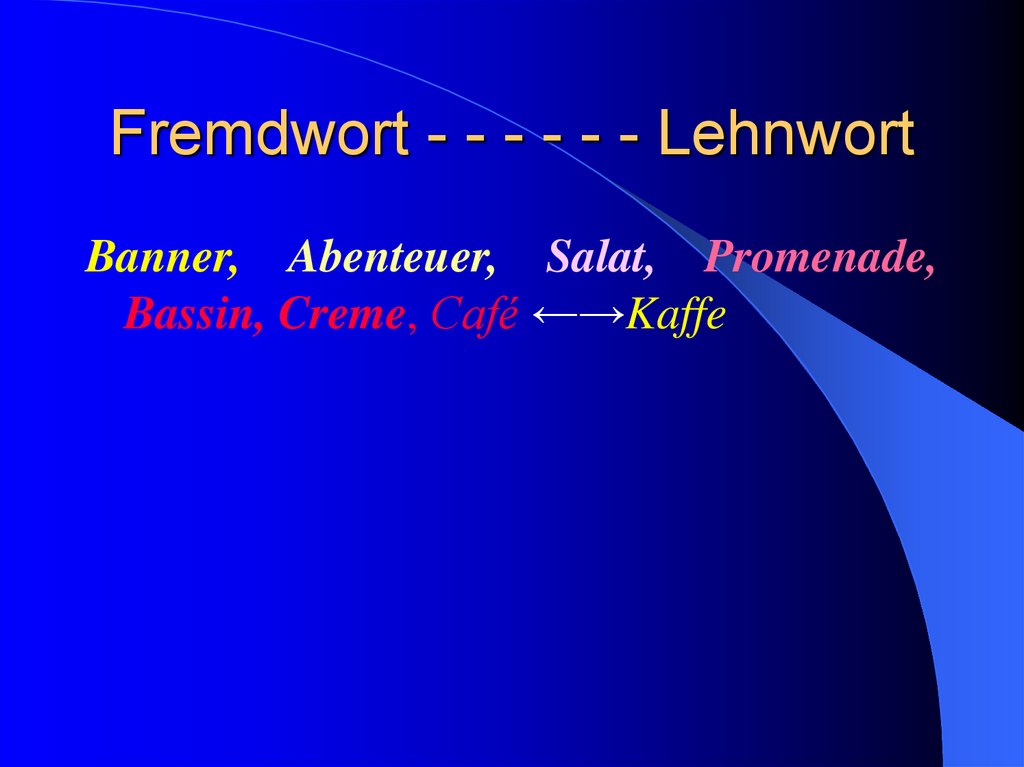 Fremdwort - - - - - - Lehnwort
