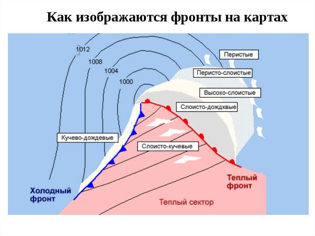 Теплые воздушные массы. Движение атмосферных фронтов. Холодный фронт. Атмосферные фронты на карте. Движение теплого и холодного фронтов.