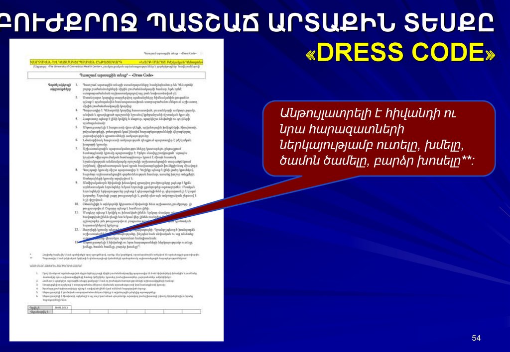 ԲՈՒԺՔՐՈՋ ՊԱՏՇԱՃ ԱՐՏԱՔԻՆ ՏԵՍՔԸ «DRESS CODE»