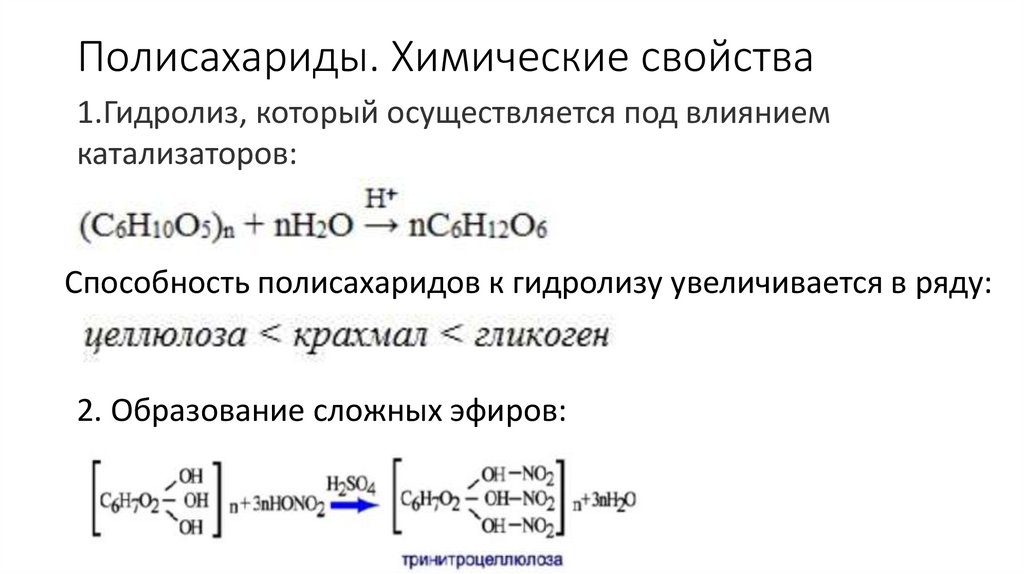 Полисахариды. Химические свойства
