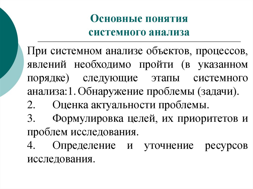 Понятие системного анализа. Основные понятия системного анализа. Этапы процесса системного анализа. Задачи системного анализа. Системный анализ объекта.