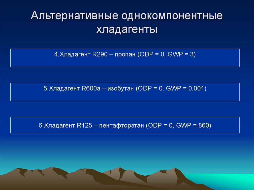 Альтернативные однокомпонентные хладагенты